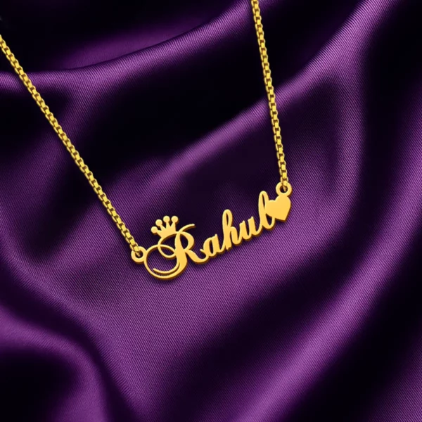 Crown With Heart Name Necklace