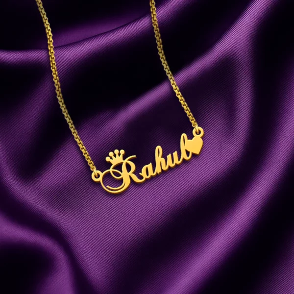 Crown With Heart Name Necklace