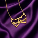 Personalized Double Heart Couple Name Necklace