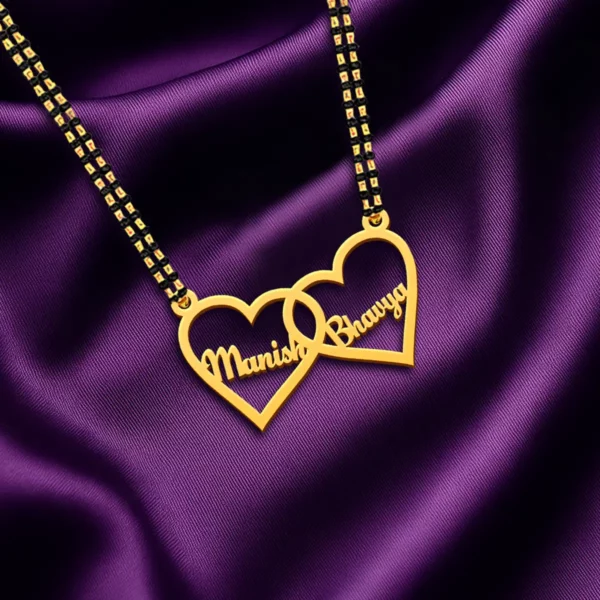 Personalized Double Heart Couple Name Necklace