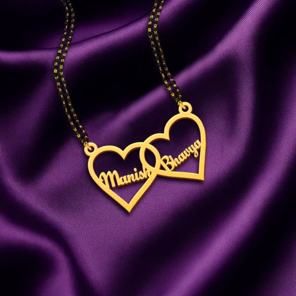 Personalized Double Heart Couple Name Necklace