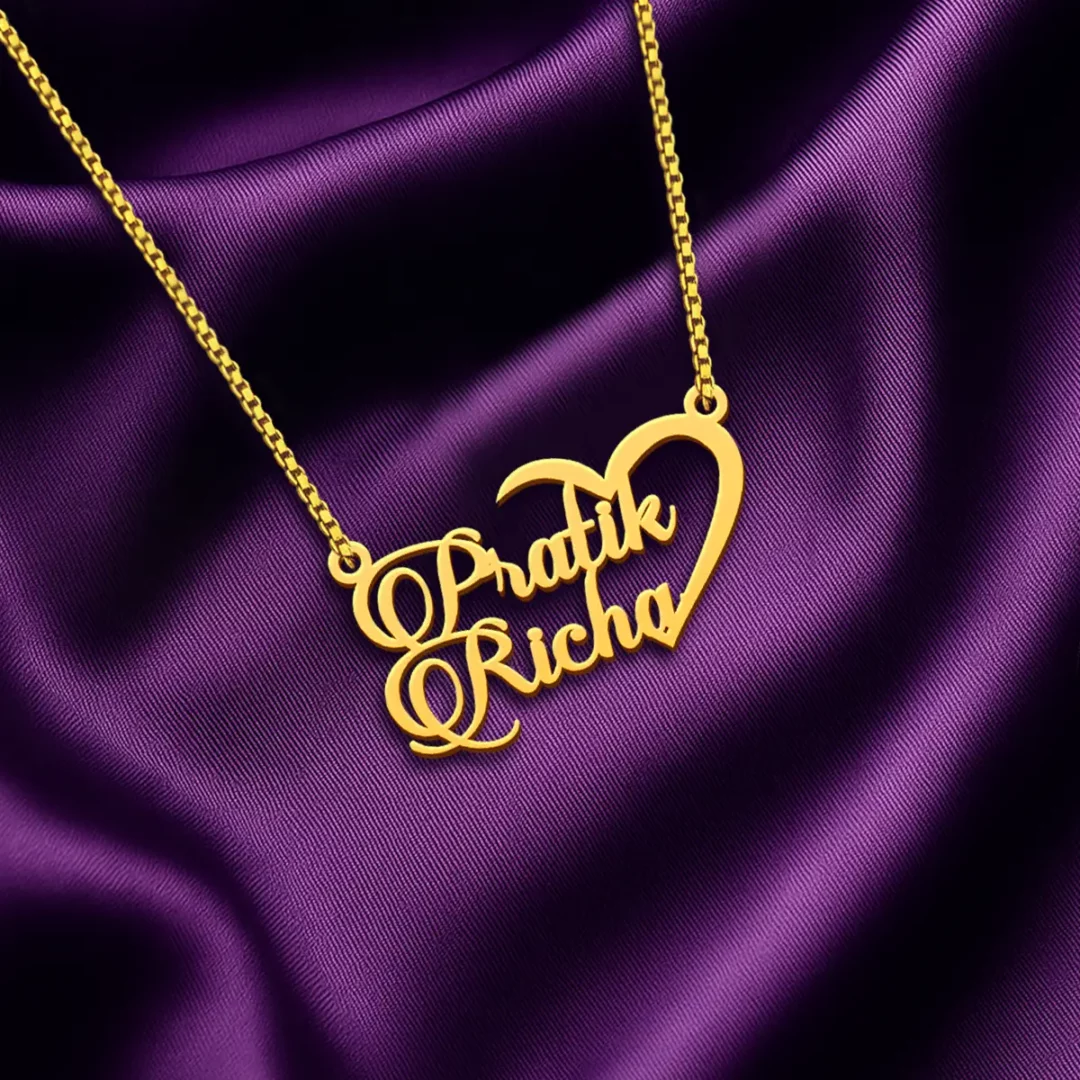 Personalized Heart Name Necklace For Couples