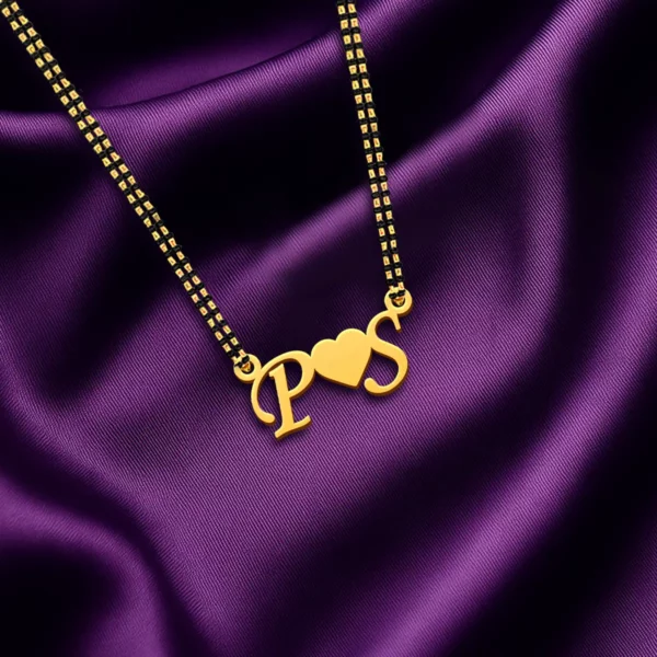 Heart Initials Couple Name Necklace