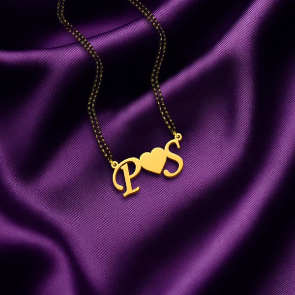 Heart Initials Couple Name Necklace
