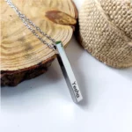 Silver Plated Personalized 3D Bar Pendant