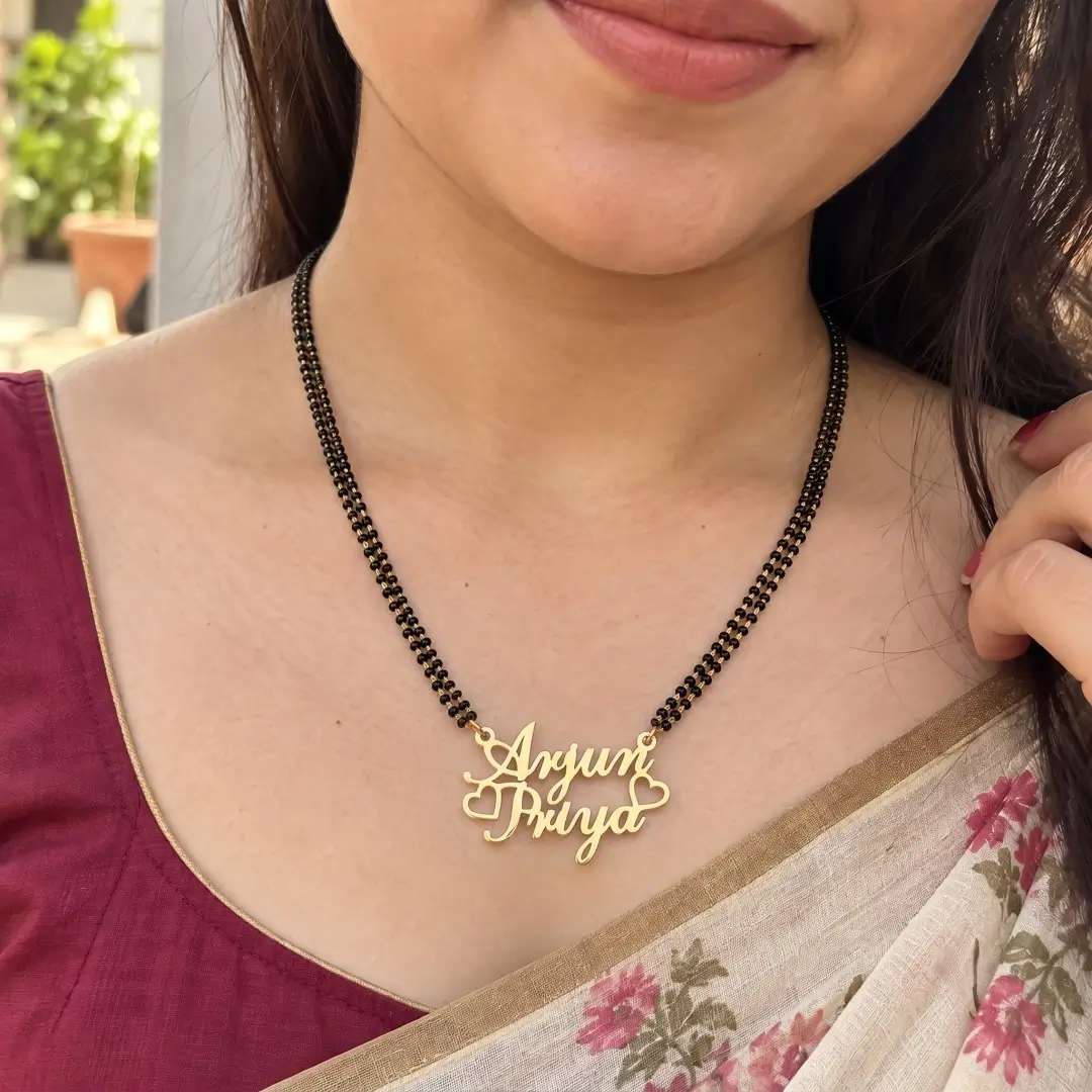 Crown Heart Style Couple Name Necklace - 4