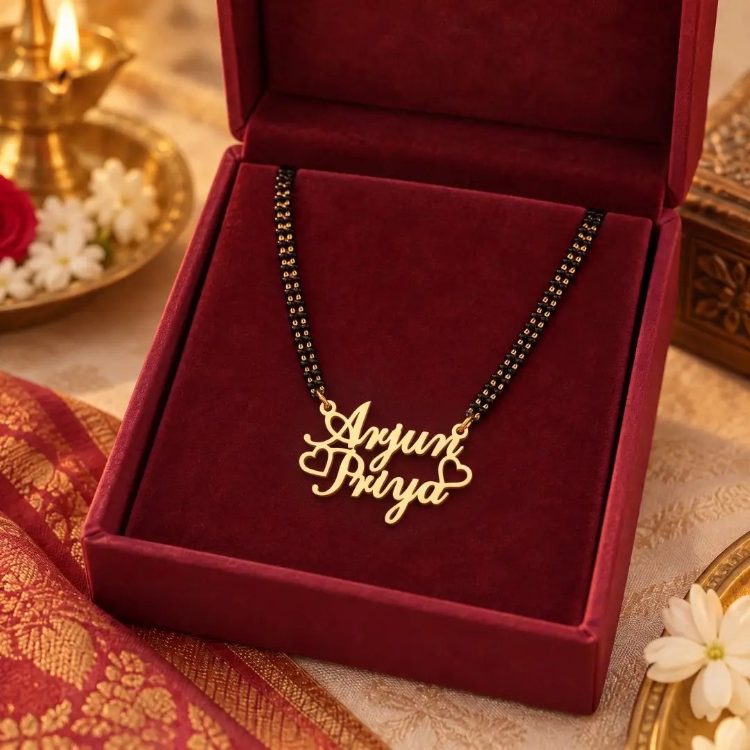 Crown Heart Style Couple Name Necklace - 5