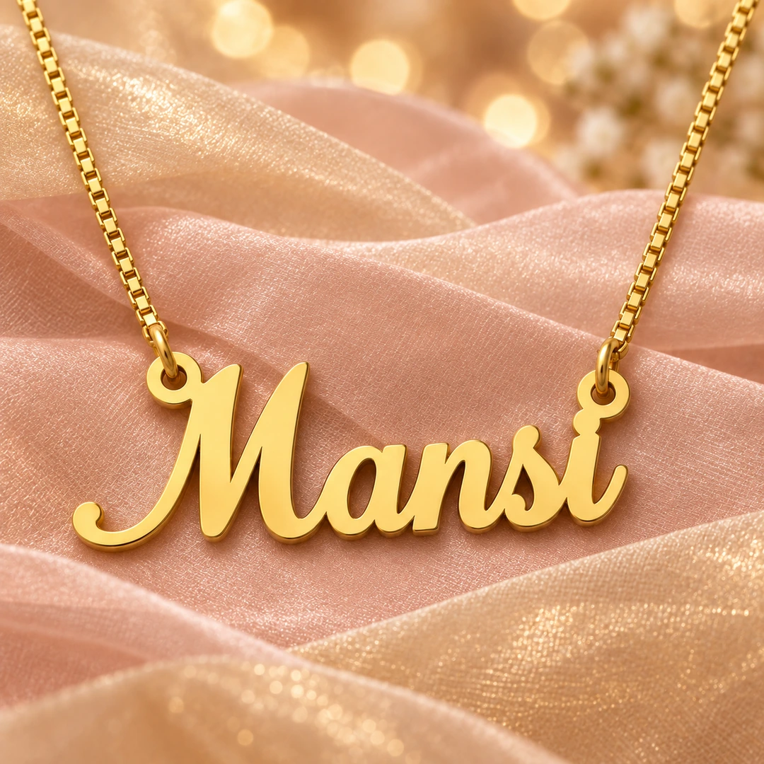 Personalized Simple Name Necklace - On peach fabric Personalized Simple Name Necklace on peach fabric