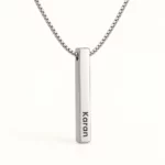 Personalized Silver Finish 3D Bar Pendant on an cream background