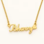 Curved Heart Name Necklace on an cream background