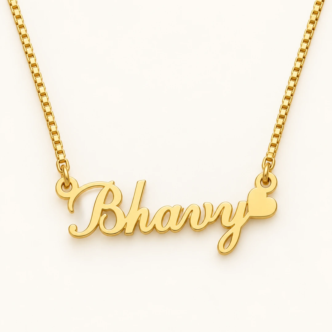 Curved Heart Name Necklace - On an cream background Curved Heart Name Necklace on an cream background