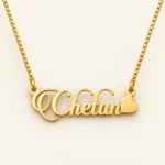 Stylish Heart Name Necklace on an cream background