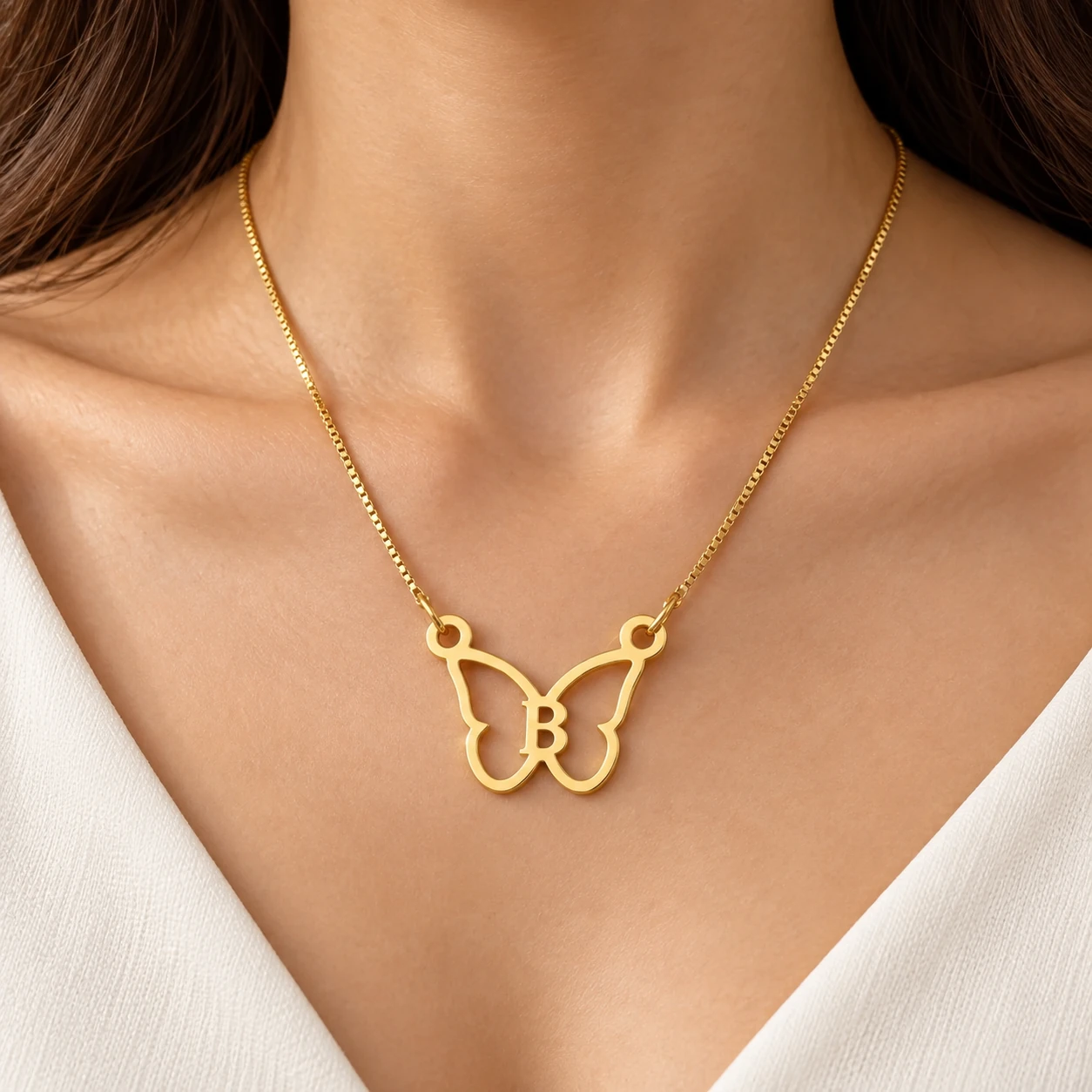 Butterfly Shape Letter Pendant - Worn on a fine chain Butterfly Shape Letter Pendant worn on a fine chain