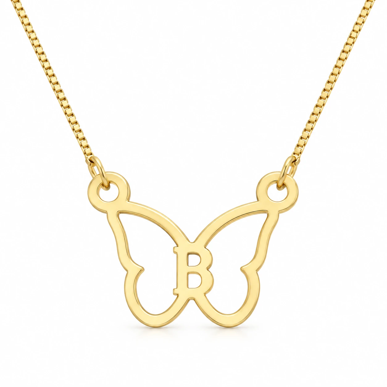 Butterfly Shape Letter Pendant - With a chain on a white background Butterfly Shape Letter Pendant with a chain on a white background