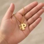 Gold P letter pendant with openwork butterfly wing and fine box chain - hand