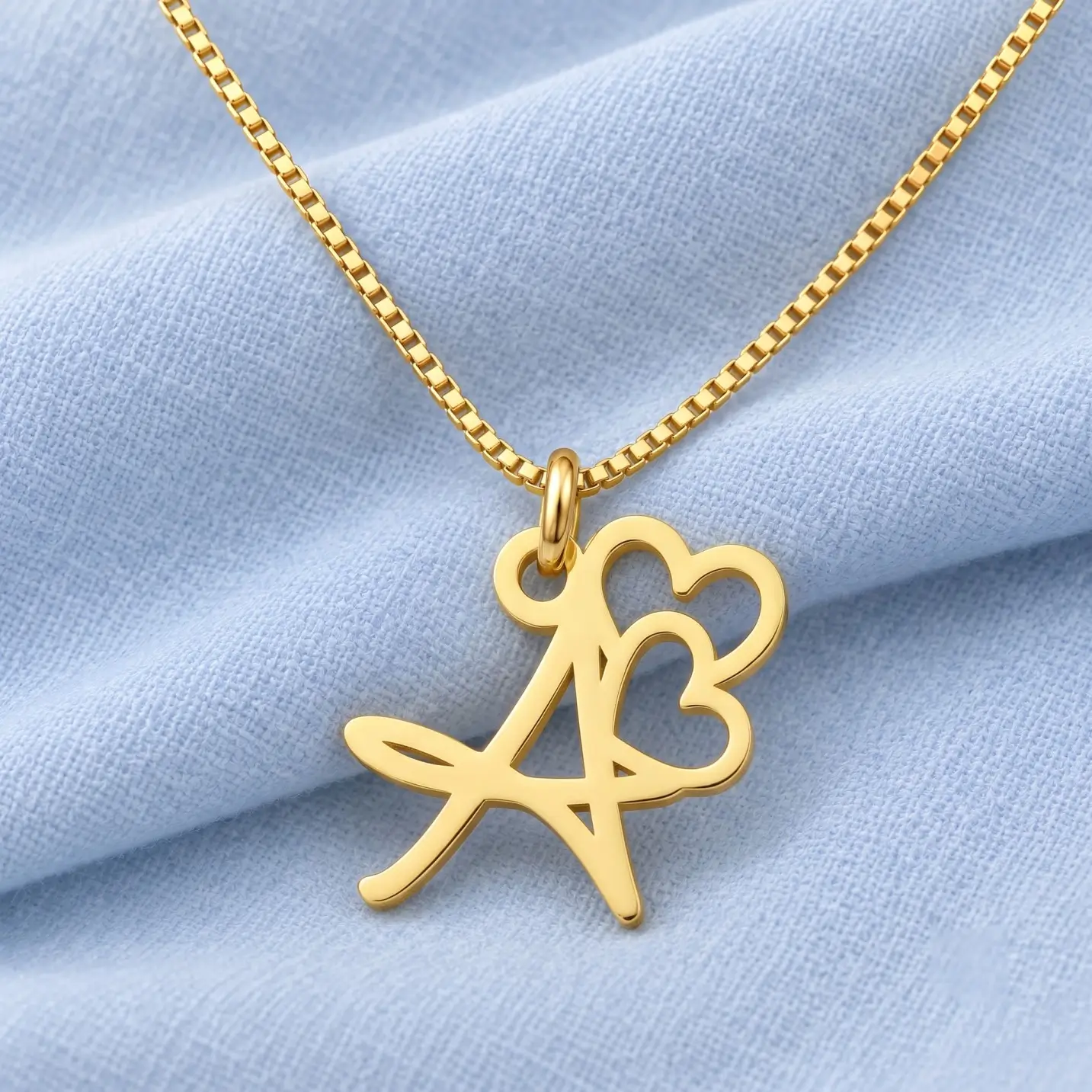 Double Heart Letter Pendant