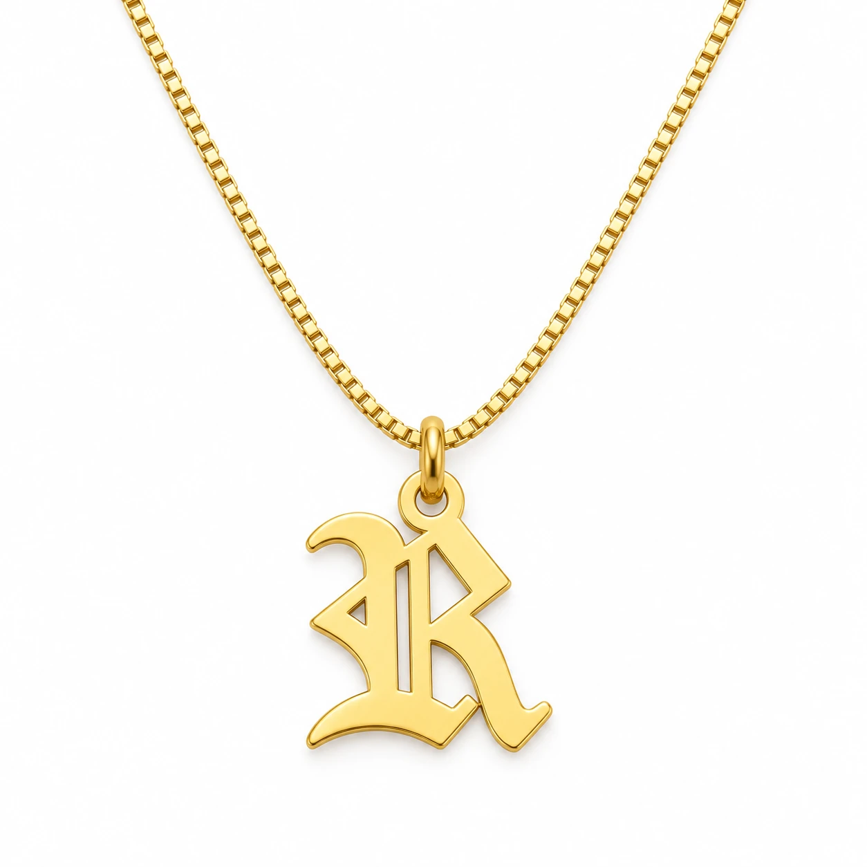 Old English Letter Pendant - With a chain on a white background Old English Letter Pendant with a chain on a white background
