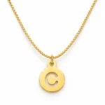 Round Letter Pendant with a chain on a white background