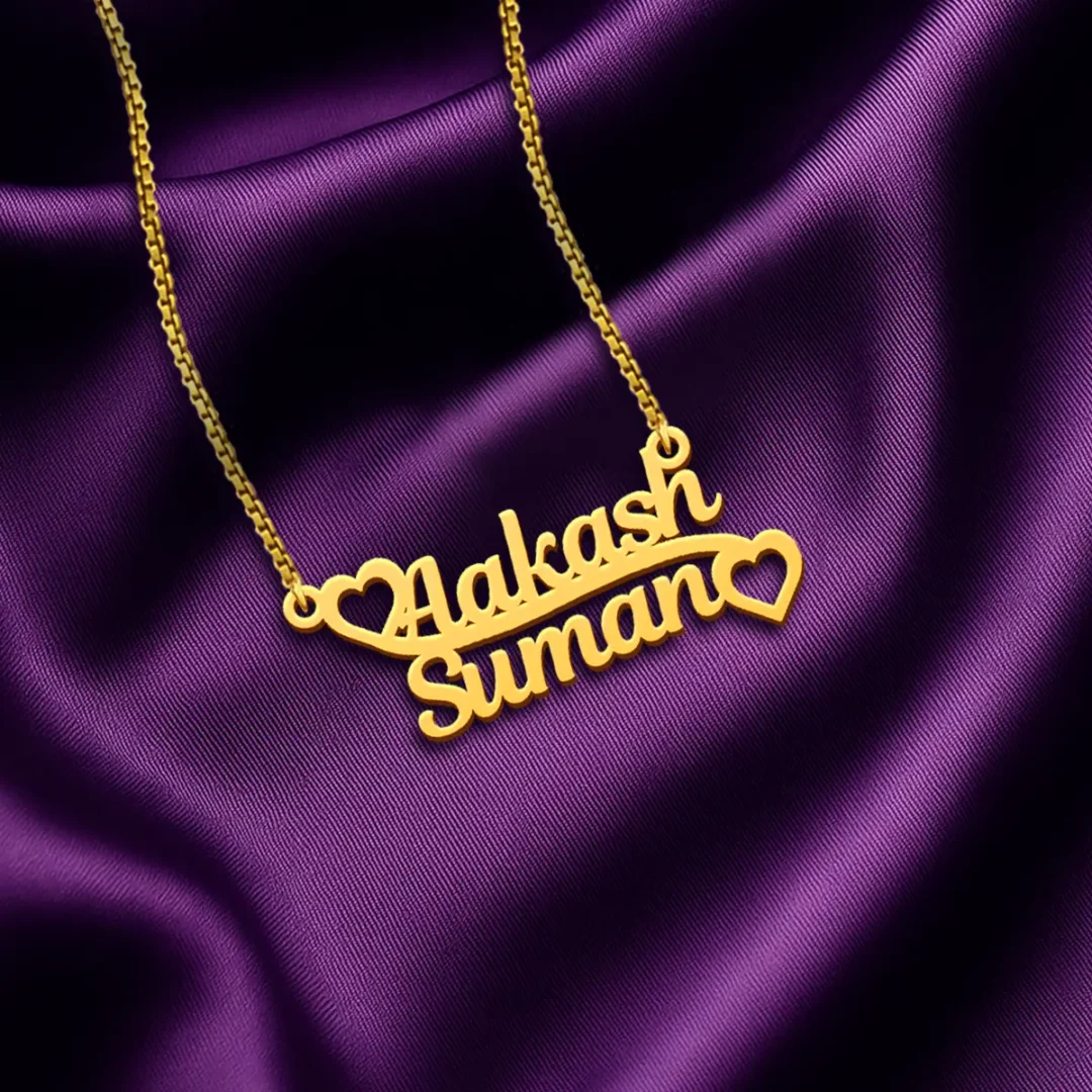 Personalized Heart Couple Name Necklace