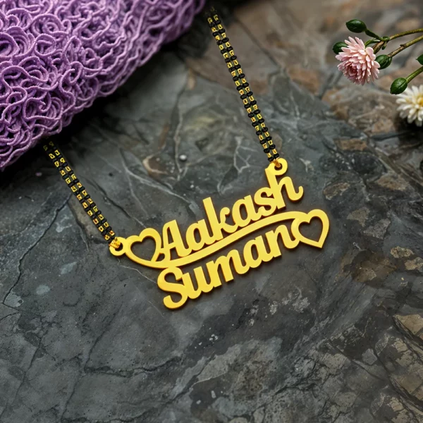 Personalized Heart Couple Name Necklace