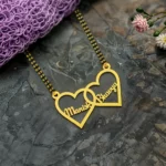 Couple Two Big Heart Name Pendant