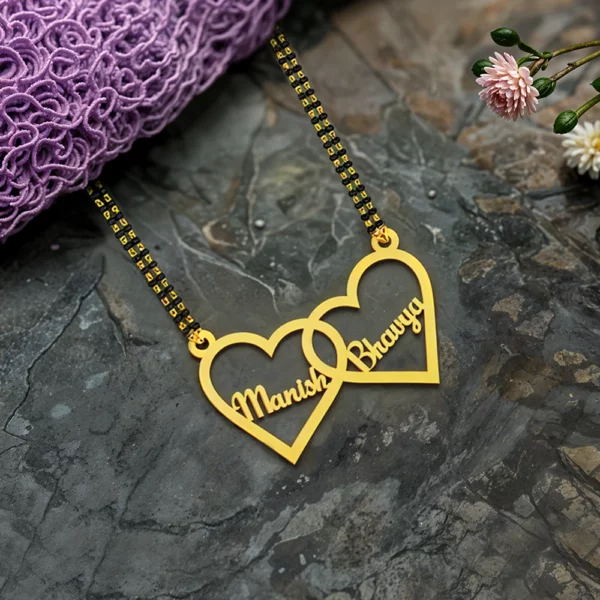 Personalized Double Heart Couple Name Necklace