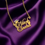 Diamond Couple Name Necklace Gift