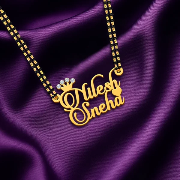 Diamond Couple Name Necklace Gift