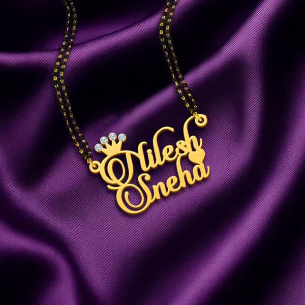 Diamond Couple Name Necklace Gift