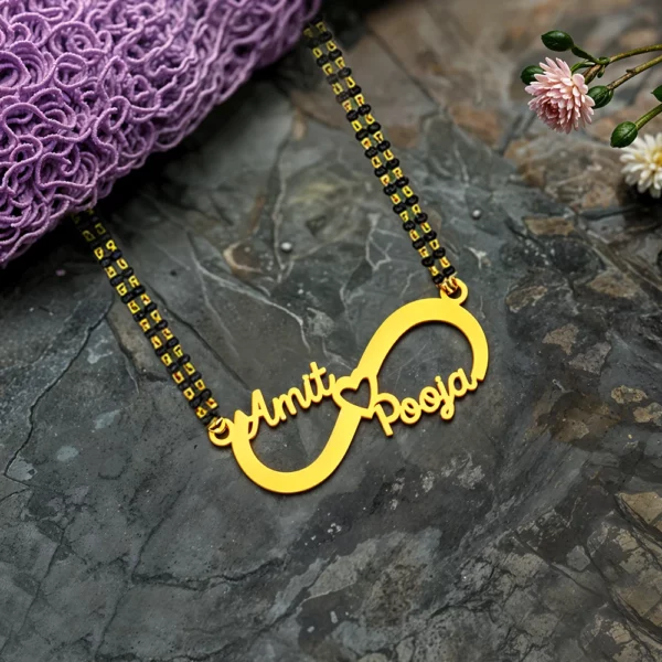 Infinity Heart Style Couple Name Necklace