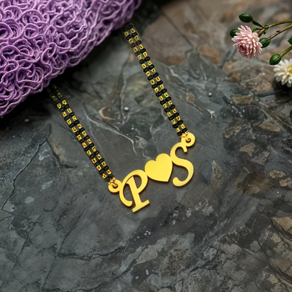 Heart Initials Couple Name Necklace