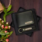 Black Premium Wallet And Keychain Combo