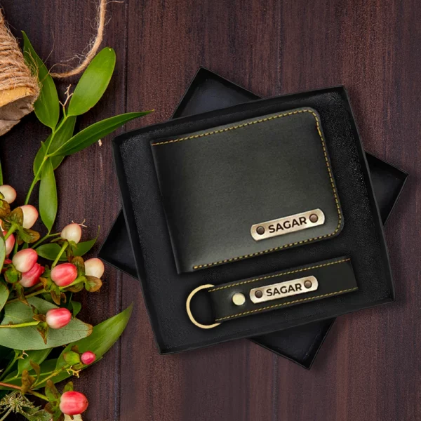 Black Premium Wallet And Keychain Combo