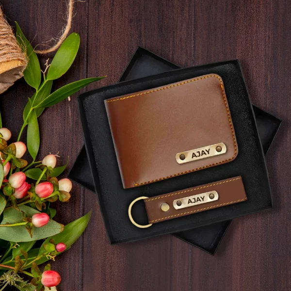 Brown Premium Wallet And Keychain Combo