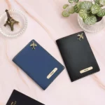 2pcs Blue And Black Passport Cover With Your Name