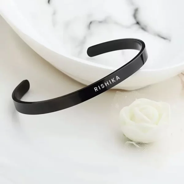 Black Personalized Engraved Name Bracelet