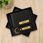 Black Premium Wallet And Keychain Combo