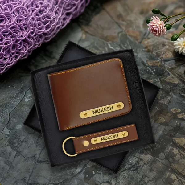 Brown Premium Wallet And Keychain Combo