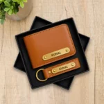 Tan Premium Wallet And Keychain Combo