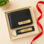 Black Premium Wallet And Keychain Combo