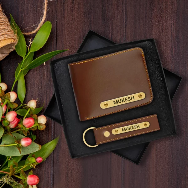 Brown Premium Wallet And Keychain Combo