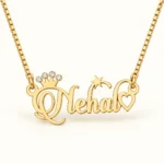 Sparkle Crown Name Necklace on an cream background