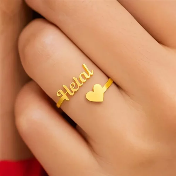 Custom Heart Name Ring