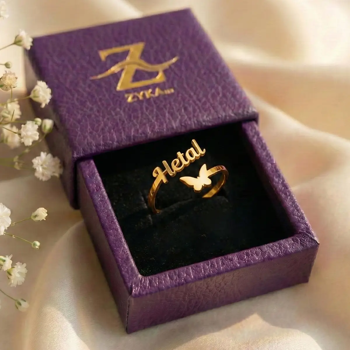 Custom Butterfly Name Ring Custom Butterfly Name Ring