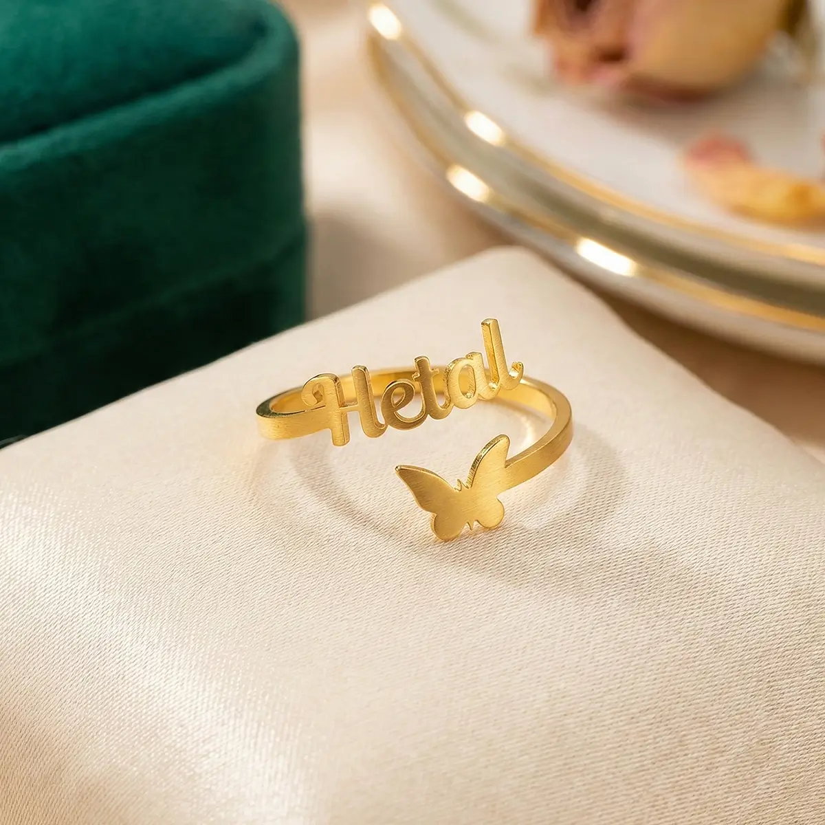 Custom Butterfly Name Ring Custom Butterfly Name Ring