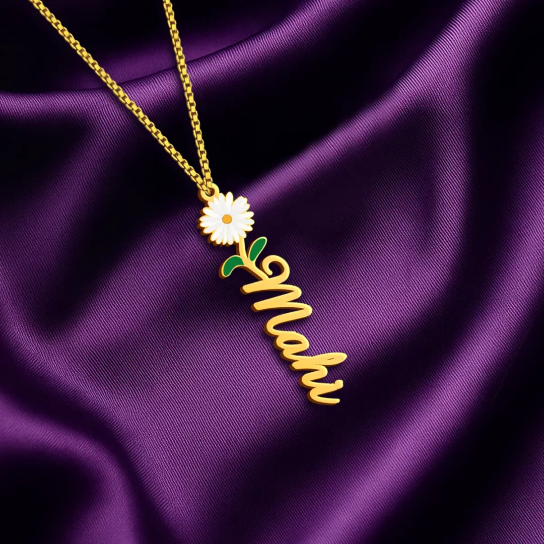 Personalized Floral Name Necklace