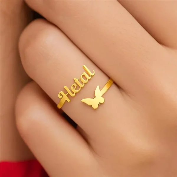 Custom Butterfly Name Ring