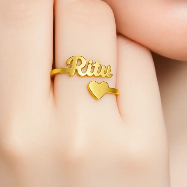 Custom Heart Name Ring