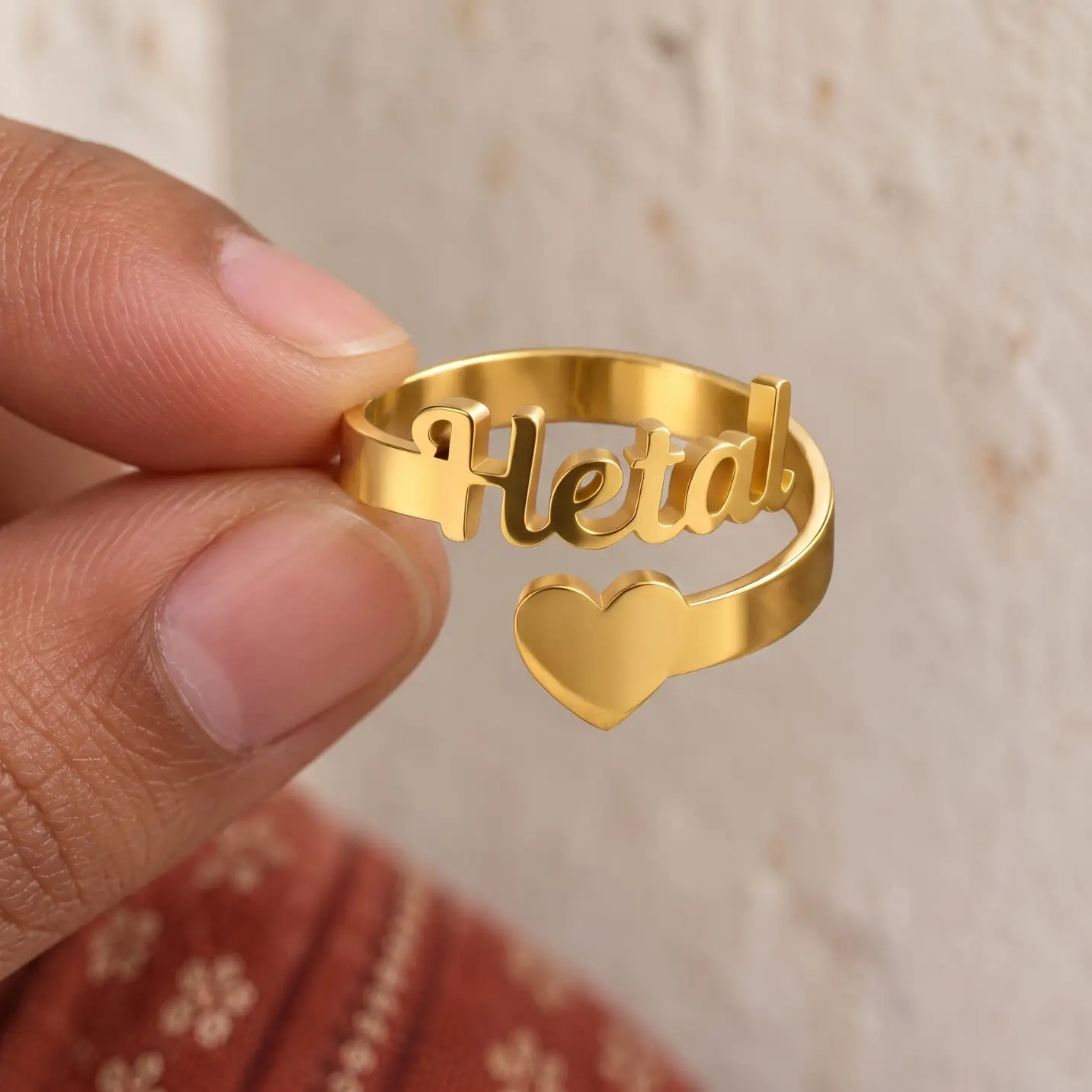 Heart Name Ring