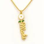 Flower Drop Name Necklace on an cream background